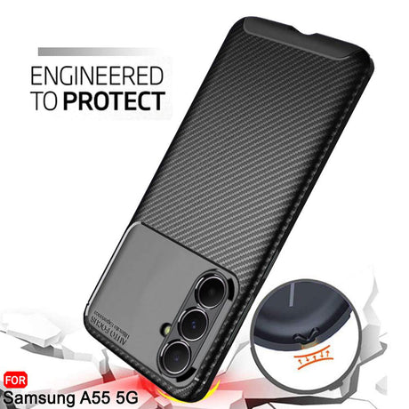 Husa de protectie Techsuit CarbonFiber compatibil cu Samsung Galaxy A55 5G, Negru