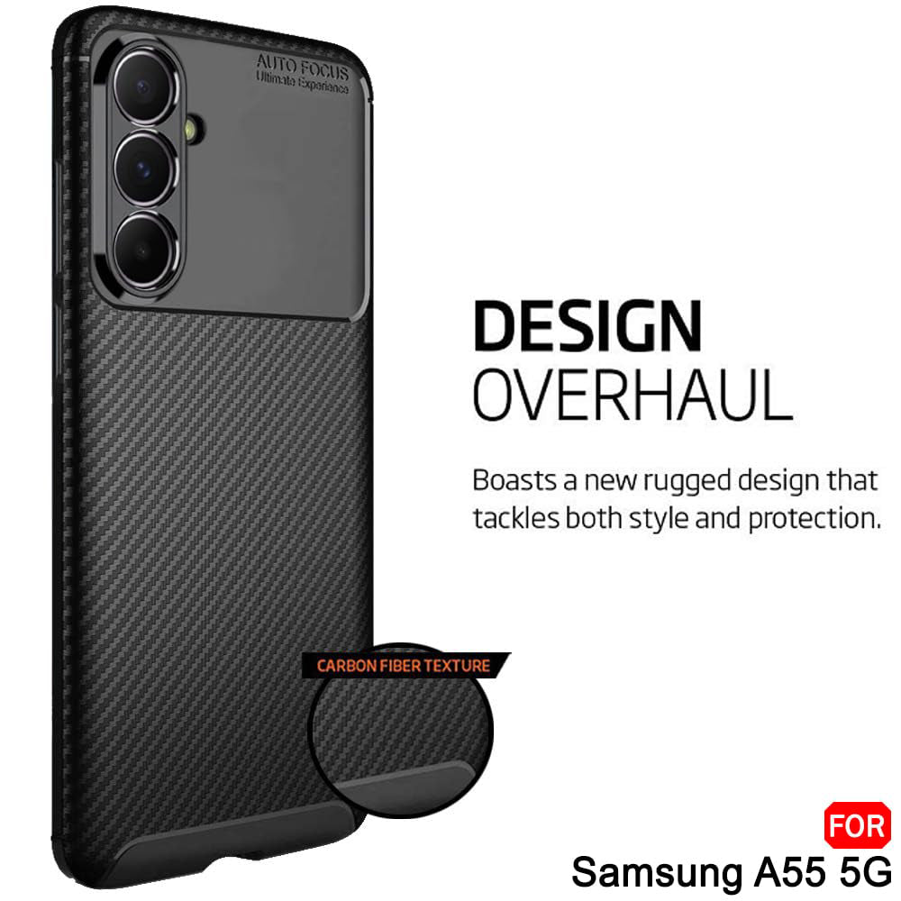Husa de protectie Techsuit CarbonFiber compatibil cu Samsung Galaxy A55 5G, Negru