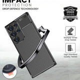 Husa de protectie Techsuit CarbonFiber compatibil cu Samsung Galaxy S24 Ultra, Negru