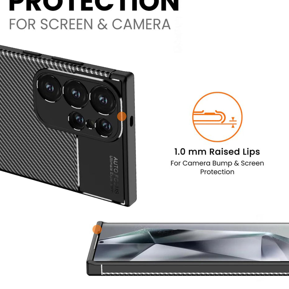 Husa de protectie Techsuit CarbonFiber compatibil cu Samsung Galaxy S24 Ultra, Negru