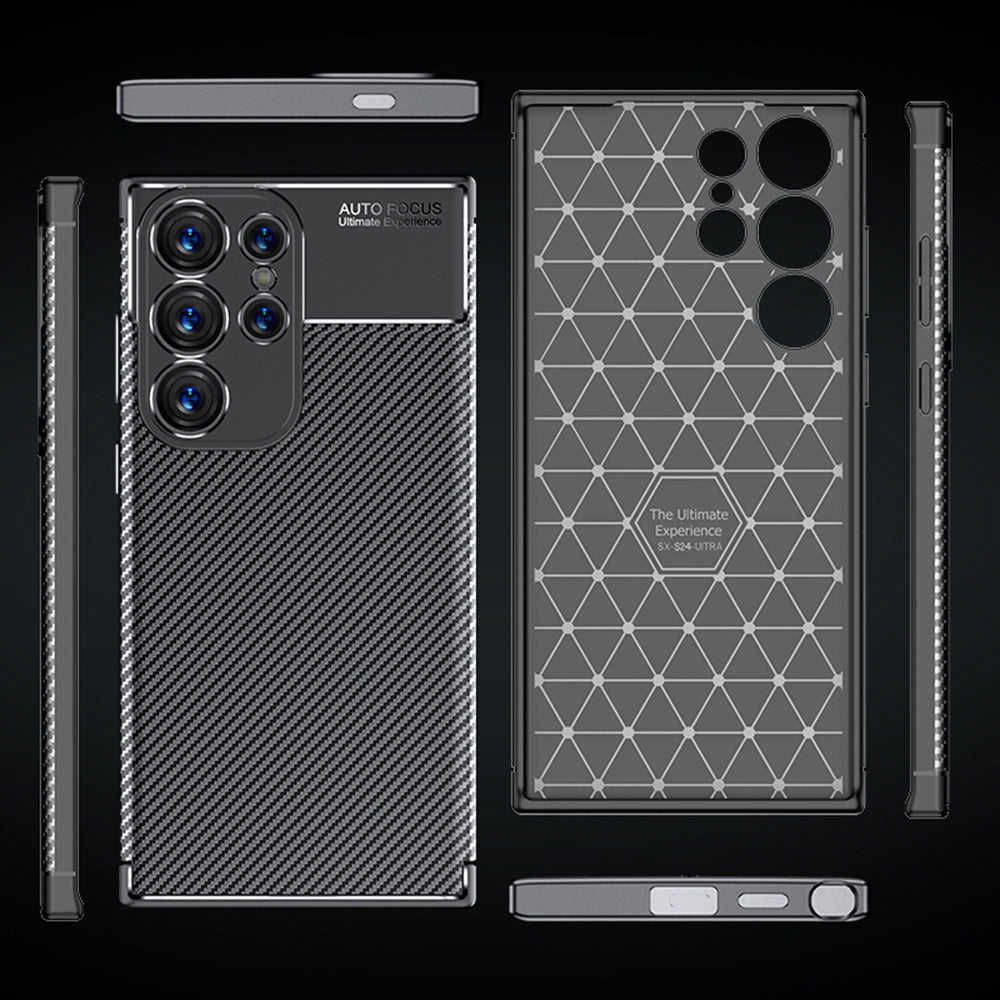 Husa de protectie Techsuit CarbonFiber compatibil cu Samsung Galaxy S24 Ultra, Negru