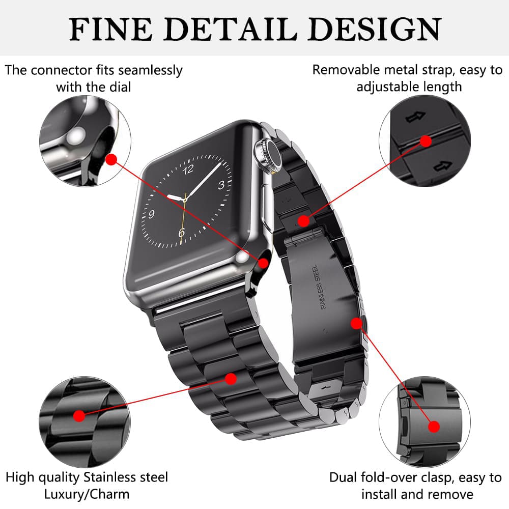 Curea smartwatch Techsuit Watchband (W036) compatibil cu Apple Watch 1/2/3/4/5/6/7/8/9/10/11/SE/SE 2/SE 3 (38/40/41/42mm), Negru