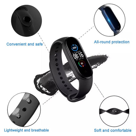 Curea smartwatch Techsuit Watchband (W013) compatibil cu Xiaomi Mi Band 5 / 5 NFC / 6 / 6 NFC / Amazfit Band 5, Rosu Inchis
