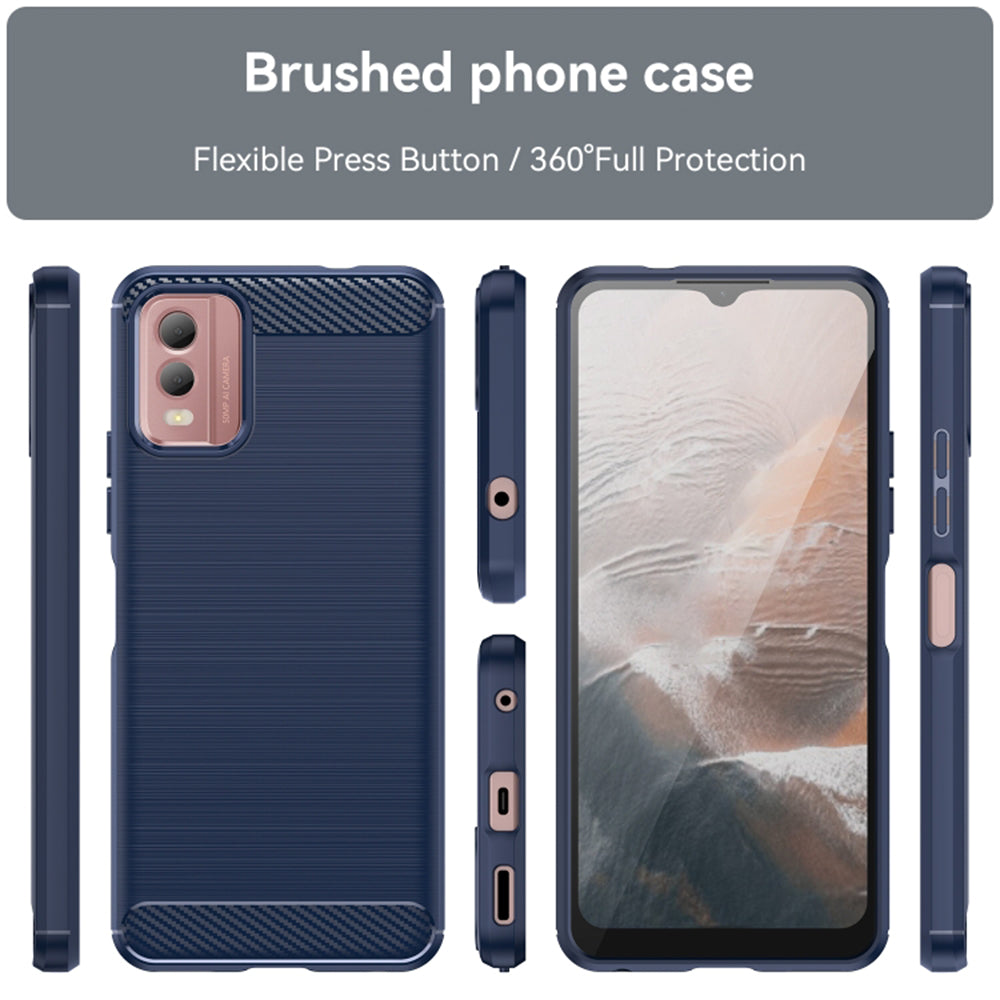 Husa de protectie Techsuit Carbon Silicone compatibil cu Nokia C32, Albastru