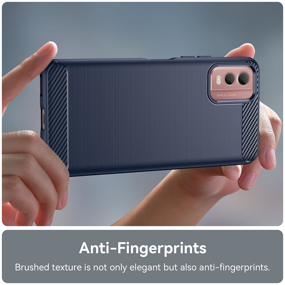 Husa de protectie Techsuit Carbon Silicone compatibil cu Nokia C32, Albastru