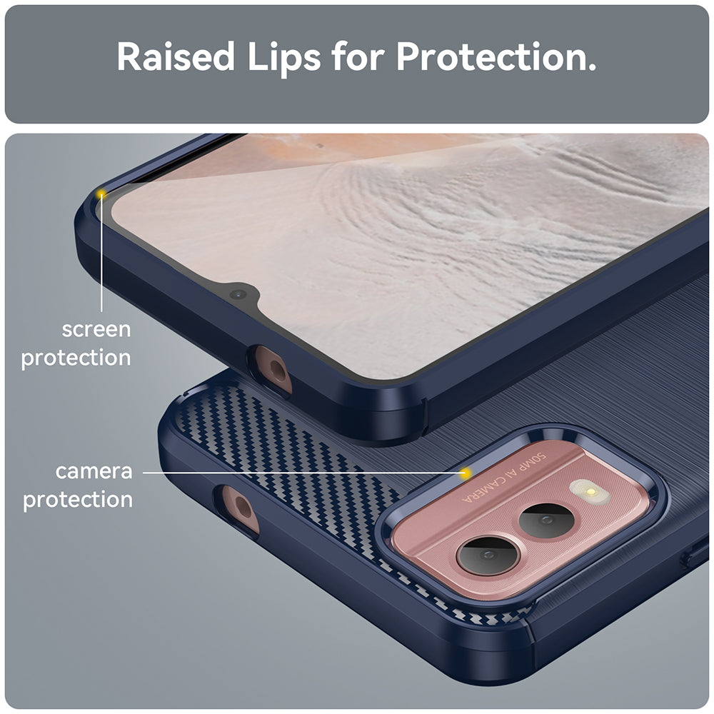 Husa de protectie Techsuit Carbon Silicone compatibil cu Nokia C32, Albastru