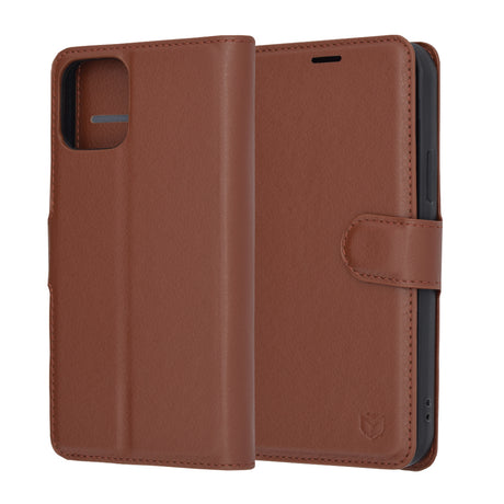 Husa de protectie Techsuit Leather Folio compatibil cu iPhone 12 Pro, Maro