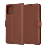 Husa de protectie Techsuit Leather Folio compatibil cu iPhone 12 Pro Max, Maro