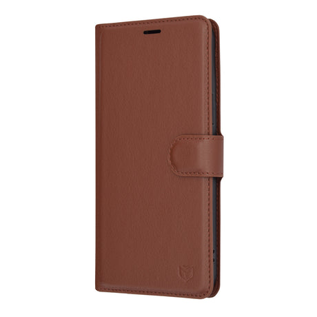 Husa de protectie Techsuit Leather Folio compatibil cu iPhone 13 Pro Max, Maro