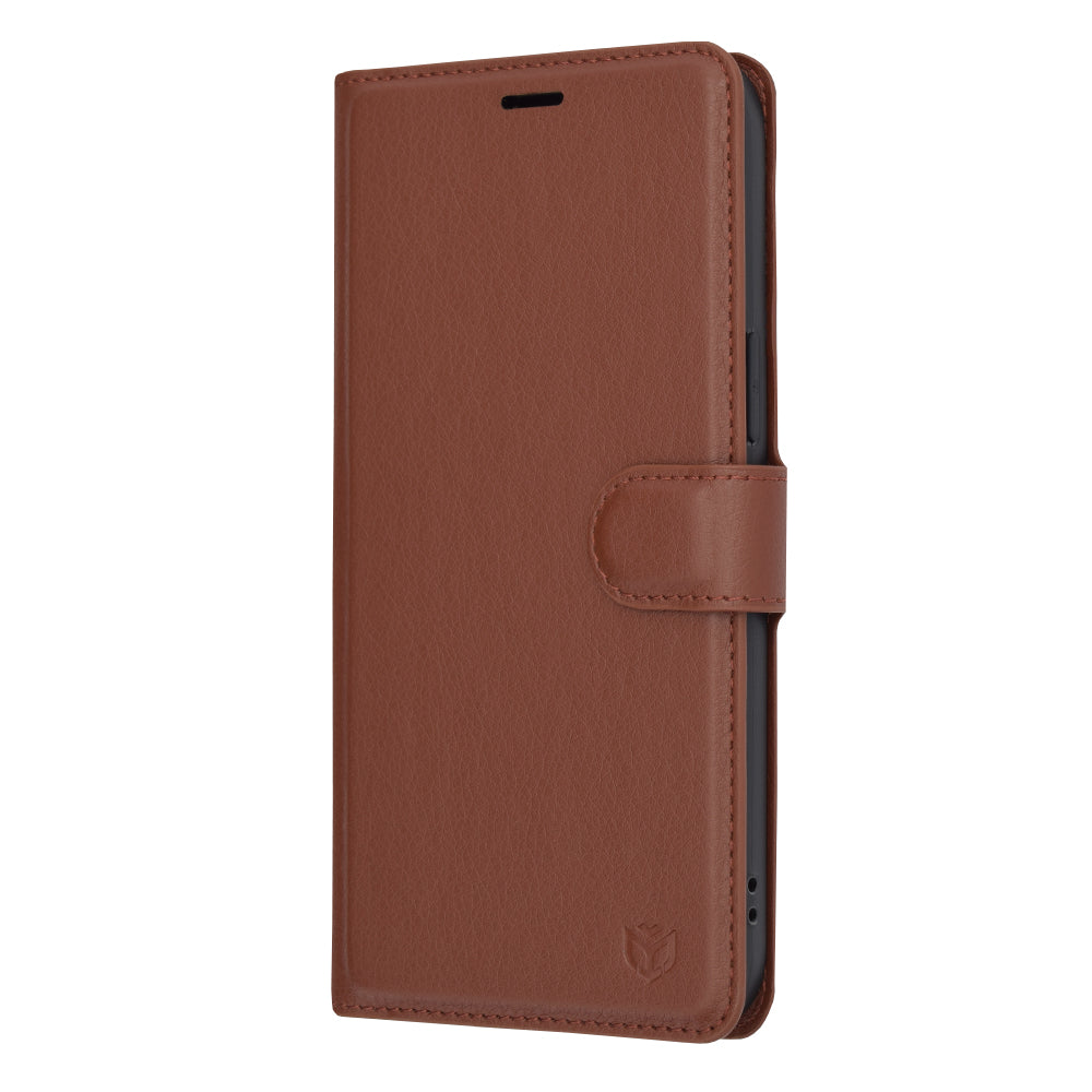 Husa de protectie Techsuit Leather Folio compatibil cu iPhone 14 Pro Max, Maro