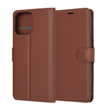 Husa de protectie Techsuit Leather Folio compatibil cu iPhone 14 Pro Max, Maro