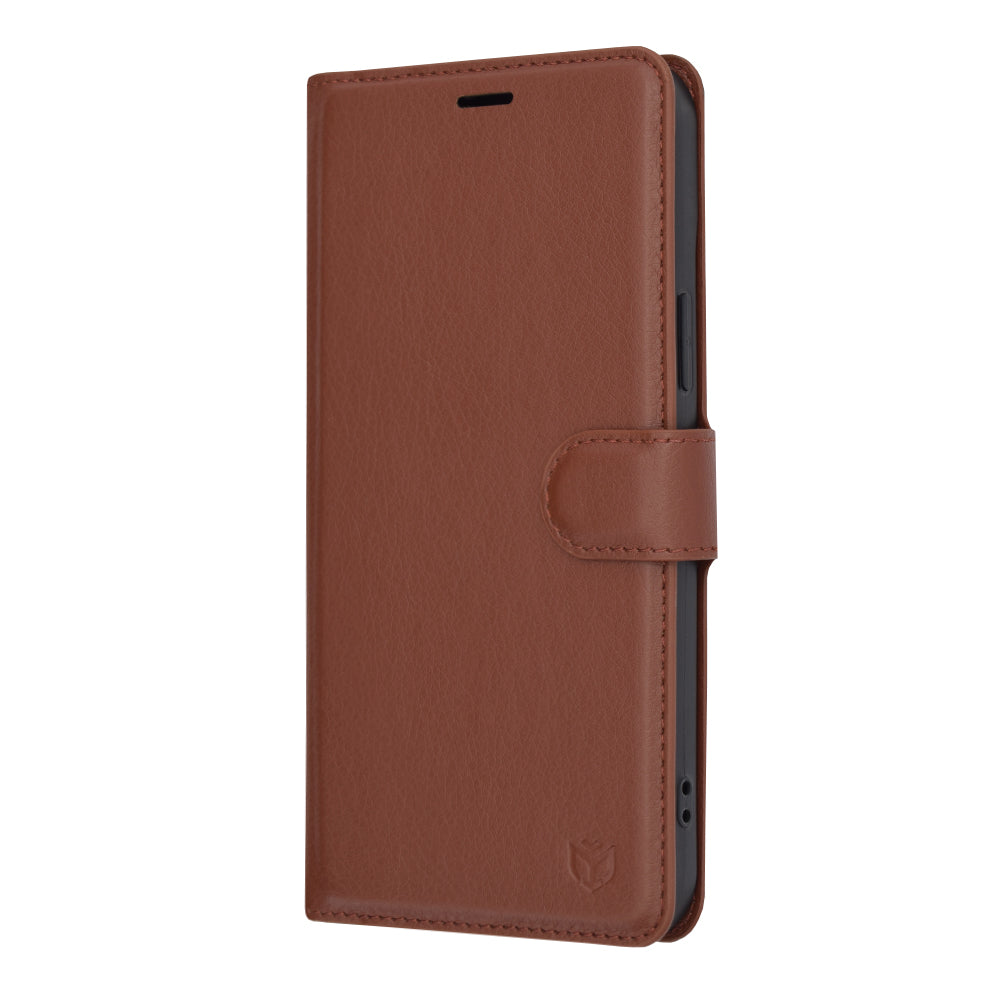 Husa de protectie Techsuit Leather Folio compatibil cu iPhone 15 Plus, Maro
