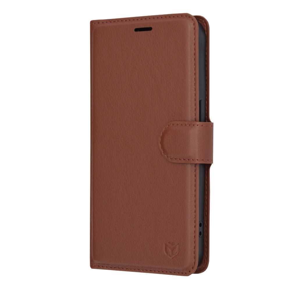 Husa de protectie Techsuit Leather Folio compatibil cu iPhone 15 Pro, Maro