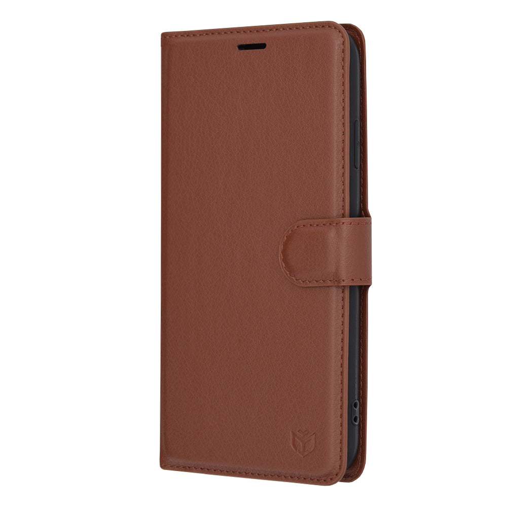 Husa de protectie Techsuit Leather Folio compatibil cu iPhone XS Max, Maro
