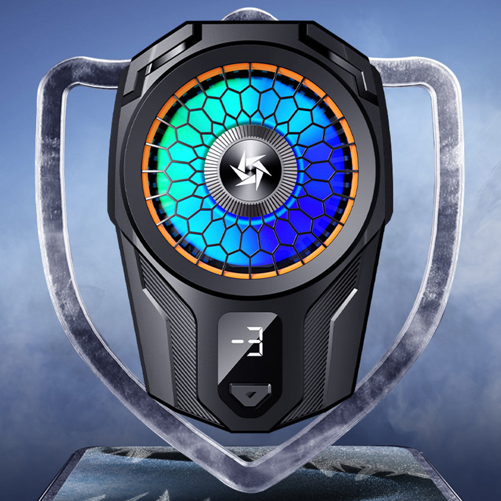 Accesoriu gaming Techsuit Phone Cooler (SL16), with Gear Button, Temperature Display, Silicone Clamping Arm, Two Speeds, Universal, Negru