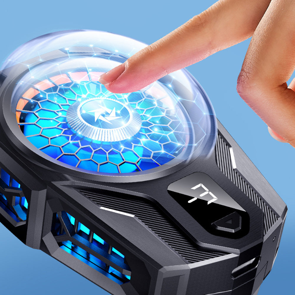 Accesoriu gaming Techsuit Phone Cooler (SL16), with Gear Button, Temperature Display, Silicone Clamping Arm, Two Speeds, Universal, Negru