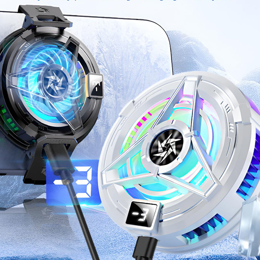 Accesoriu gaming Techsuit Phone Cooler (SL17), Magnetic, Temperature Display, Lights, Fast Cooling, Hydraulic Noise Reduction, Negru