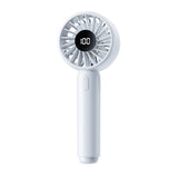 Techsuit Mini Portable Hand Fan (CT-110), with LED Digital Display, USB Rechargeable, High Speed, Alb