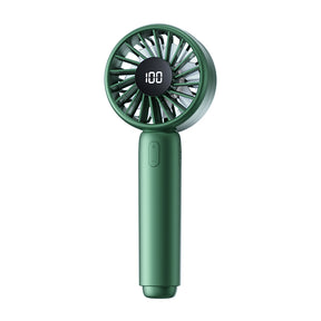 Techsuit Mini Portable Hand Fan (CT-110), with LED Digital Display, USB Rechargeable, High Speed, Verde