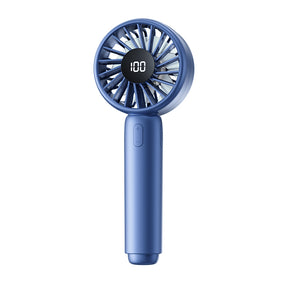 Techsuit Mini Portable Hand Fan (CT-110), with LED Digital Display, USB Rechargeable, High Speed, Albastru