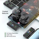 Casti Techsuit (set de 2) Lavalier Wireless (LW5), with Receiver, Type-C, Noise Reduction 2.0, Digital Display, Negru