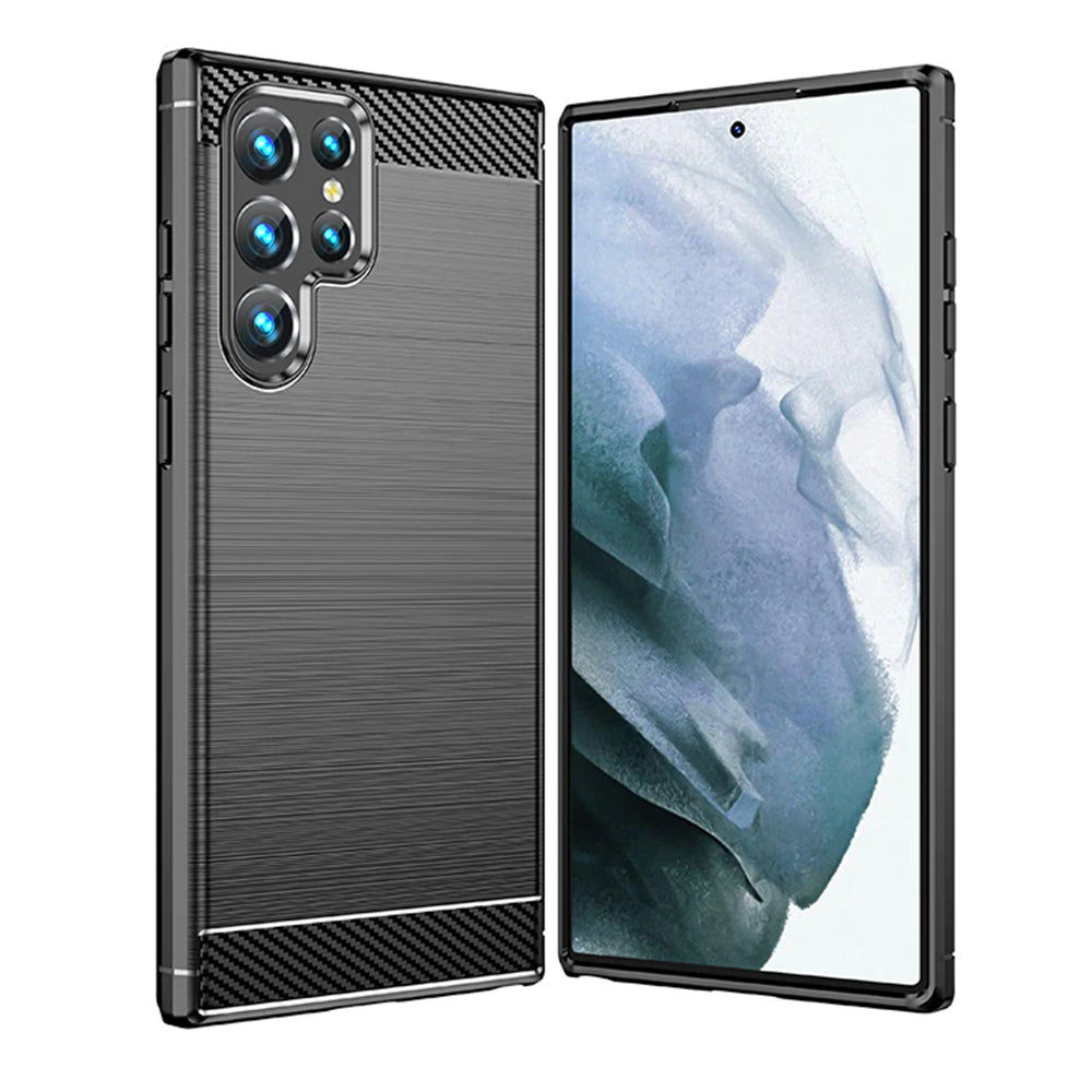 Husa de protectie Techsuit Carbon Silicone compatibil cu Samsung Galaxy S22 Ultra, Negru
