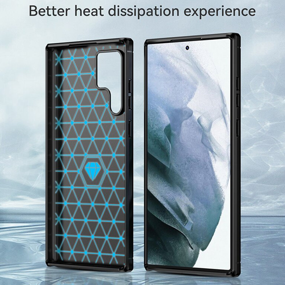 Husa de protectie Techsuit Carbon Silicone compatibil cu Samsung Galaxy S22 Ultra, Negru