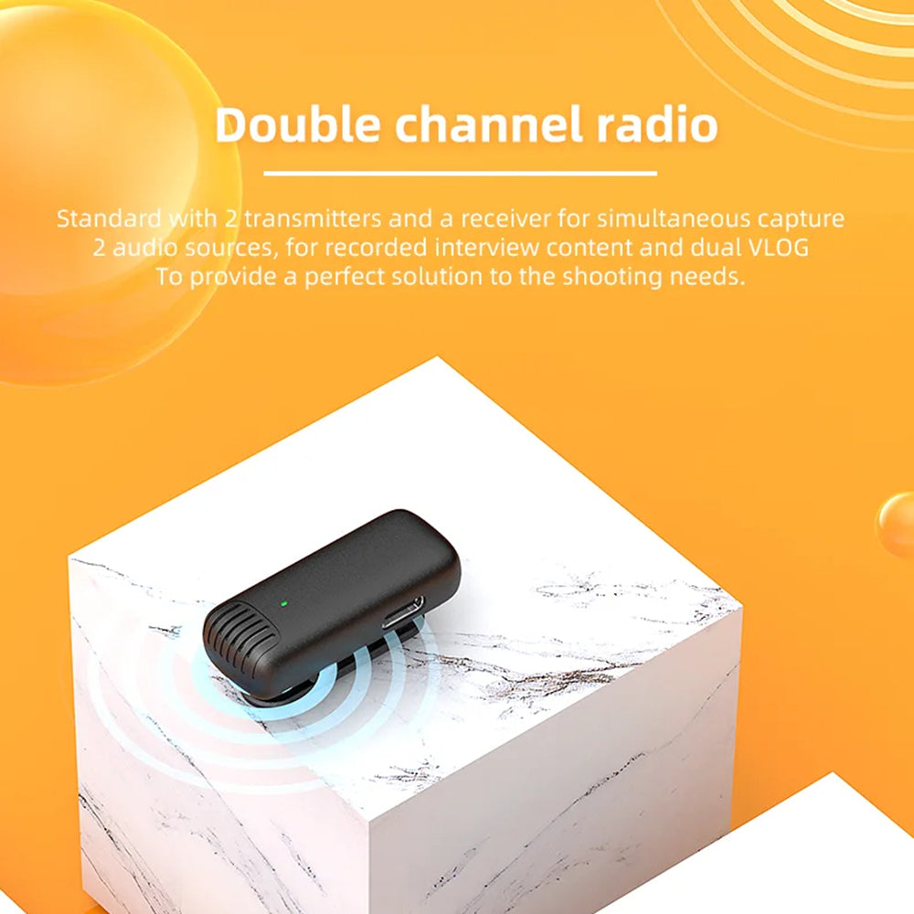 Casti Techsuit (set de 2) Lavalier Wireless (LW4), Receiver, Lightning, Noise Reduction, Omnidirectional, Plug and Play, Negru