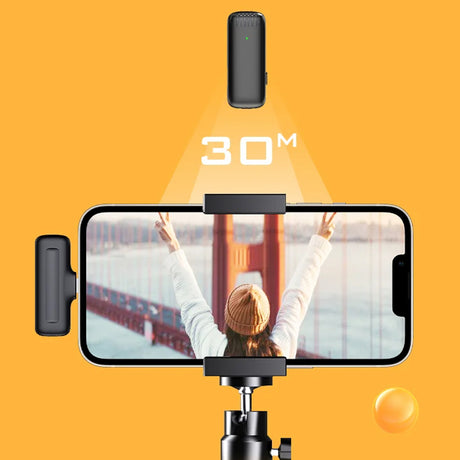 Casti Techsuit (set de 2) Lavalier Wireless (LW4), Receiver, Lightning, Noise Reduction, Omnidirectional, Plug and Play, Negru