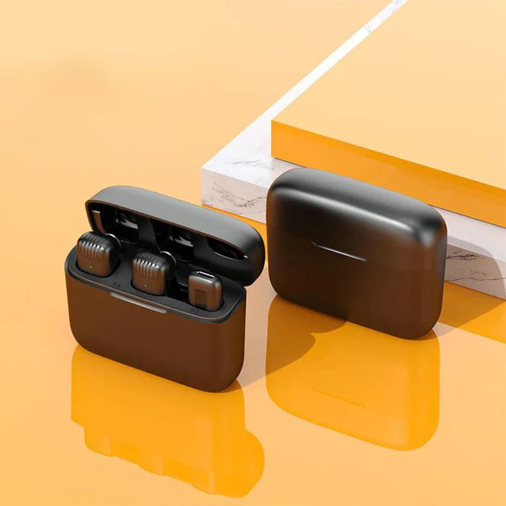 Casti Techsuit (set de 2) Lavalier Wireless (LW4), Receiver, Lightning, Noise Reduction, Omnidirectional, Plug and Play, Negru