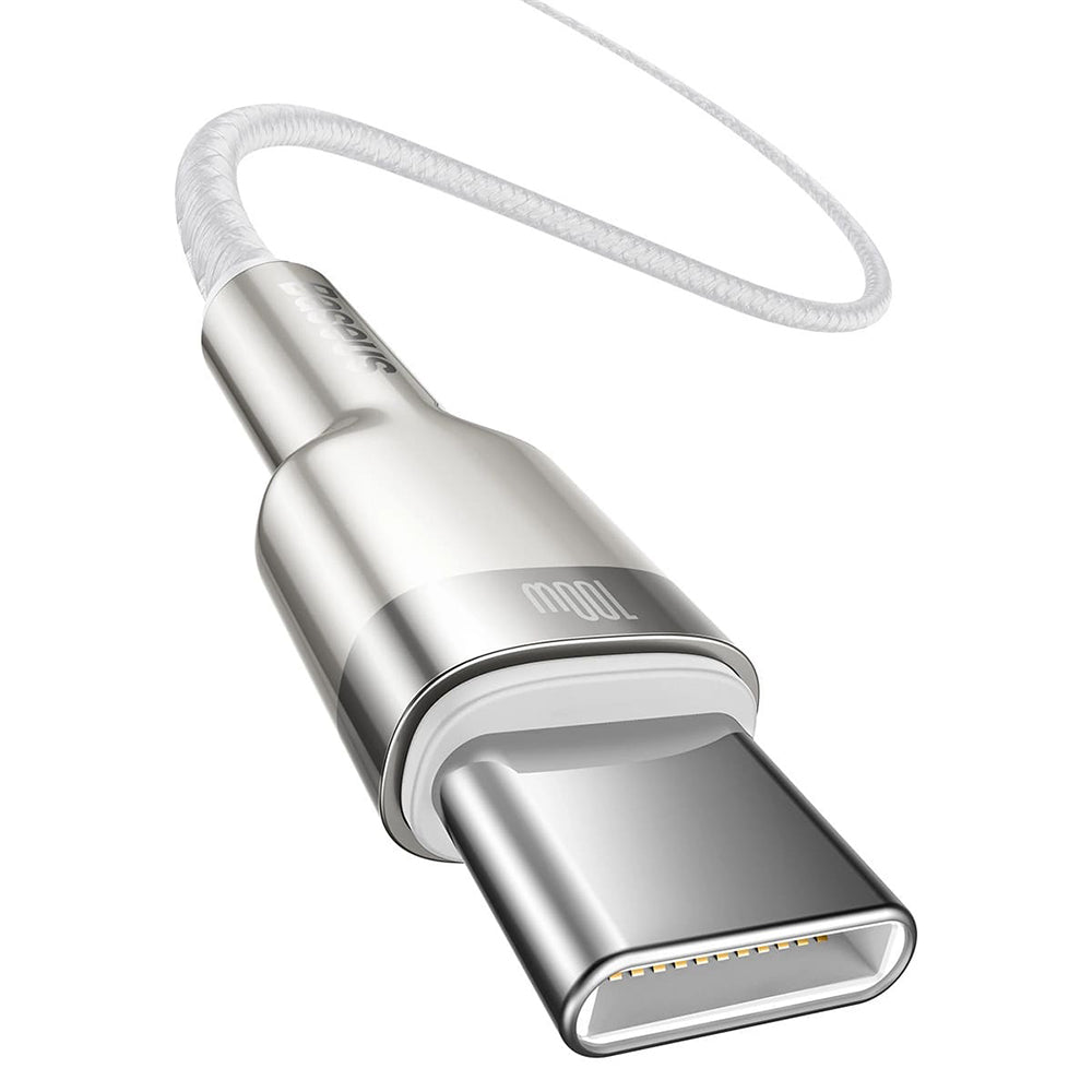 Cablu Baseus Cafule Series Metal (CATJK-C02), Type-C to Type-C, Super Fast Charge, 100W, 480Mbps, 20V, 5A, 1m, Alb