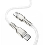 Cablu Baseus Cafule Series Metal (CATJK-C02), Type-C to Type-C, Super Fast Charge, 100W, 480Mbps, 20V, 5A, 1m, Alb
