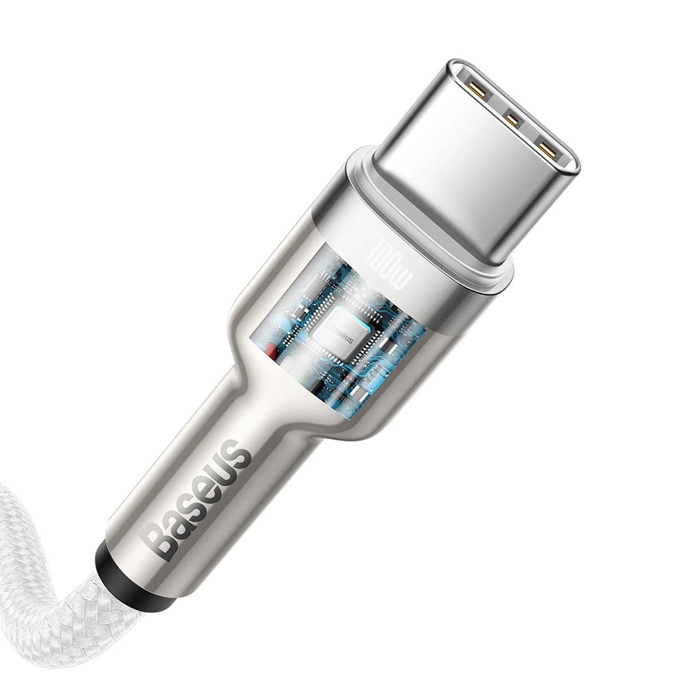 Cablu Baseus Cafule Series Metal (CATJK-C02), Type-C to Type-C, Super Fast Charge, 100W, 480Mbps, 20V, 5A, 1m, Alb