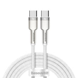 Cablu Baseus Cafule Series Metal (CATJK-C02), Type-C to Type-C, Super Fast Charge, 100W, 480Mbps, 20V, 5A, 1m, Alb