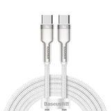 Cablu Baseus Cafule Series Metal (CATJK-D02), Type-C to Type-C, Super Fast Charge, 100W, 480Mbps, 20V, 5A, 2m, Alb