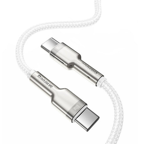 Cablu Baseus Cafule Series Metal (CATJK-D02), Type-C to Type-C, Super Fast Charge, 100W, 480Mbps, 20V, 5A, 2m, Alb