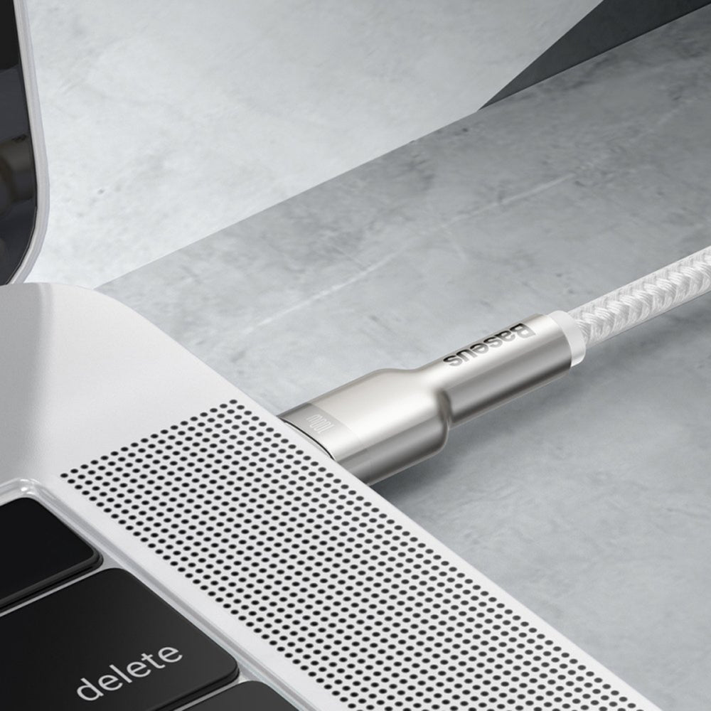 Cablu Baseus Cafule Series Metal (CATJK-D02), Type-C to Type-C, Super Fast Charge, 100W, 480Mbps, 20V, 5A, 2m, Alb