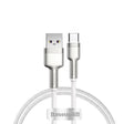 Cablu Baseus Cafule Series Metal (CAKF000102), USB to Type-C Fast Charging, 66W, 6A, 1m, Alb