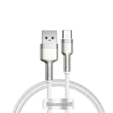 Cablu Baseus Cafule Series Metal (CAKF000102), USB to Type-C Fast Charging, 66W, 6A, 1m, Alb