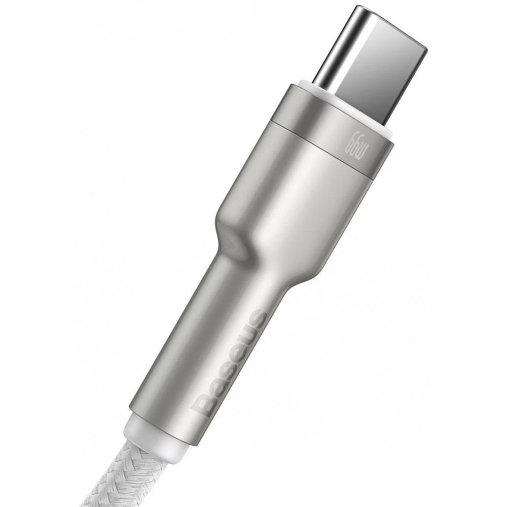 Cablu Baseus Cafule Series Metal (CAKF000102), USB to Type-C Fast Charging, 66W, 6A, 1m, Alb