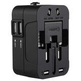 Incarcator Techsuit Travel Adapter (HHT202), 2 x USB, EU, UK, AUS, US, Negru