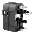 Incarcator Techsuit Travel Adapter (HHT202), 2 x USB, EU, UK, AUS, US, Negru