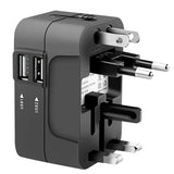 Incarcator Techsuit Travel Adapter (HHT202), 2 x USB, EU, UK, AUS, US, Negru