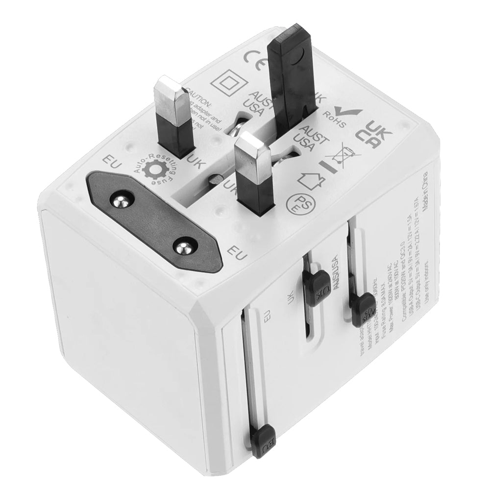 Incarcator Techsuit Travel Adapter (HHT904-W2), PD20W, 2 x USB, 2 xType-C, EU, UK, AUS, US, Alb