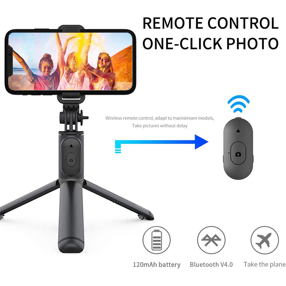 Suport Techsuit Selfie Stick (Q01), with Bluetooth Remote Control and Stable Tripod Mount, 101cm, Alb