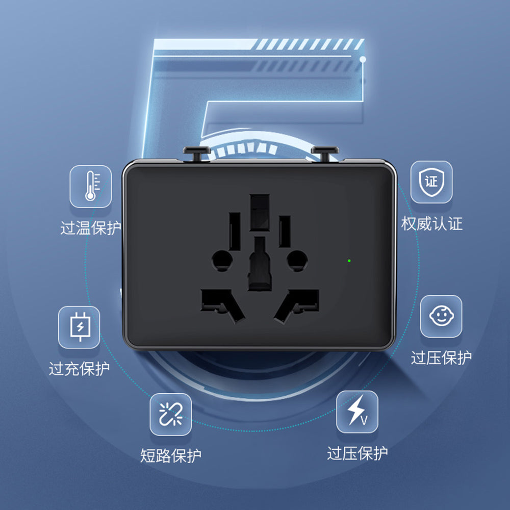 Incarcator Techsuit Travel Adapter (HHT203A), PD20W, 2 x USB, 2 x Type-C, EU, UK, AUS, US, Negru
