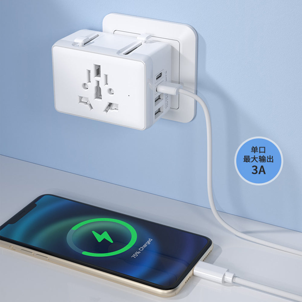 Incarcator Techsuit Travel Adapter (HHT203A), PD20W, 2 x USB, 2 x Type-C, EU, UK, AUS, US, Negru