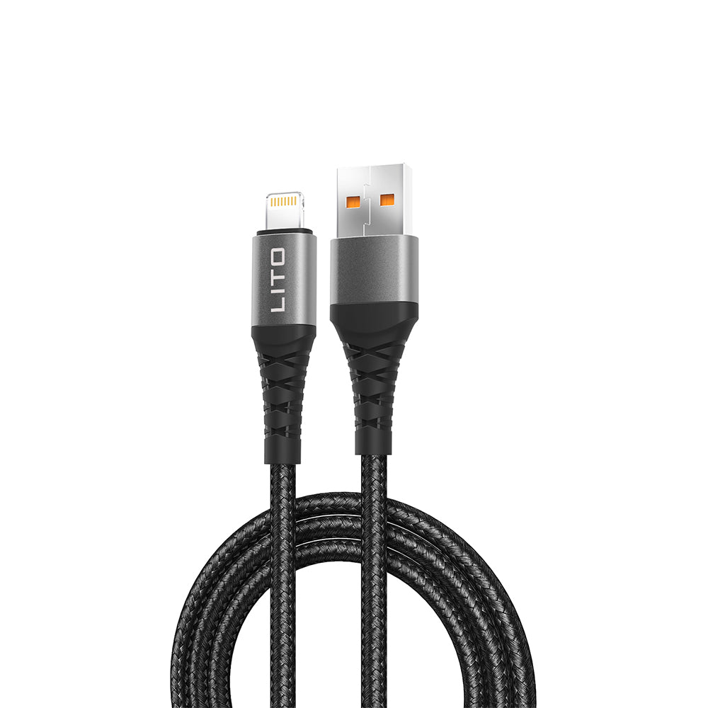 Cablu Lito (LD08L), USB-A to Lightning, Fast Charging, 2.4A, 1m, Negru