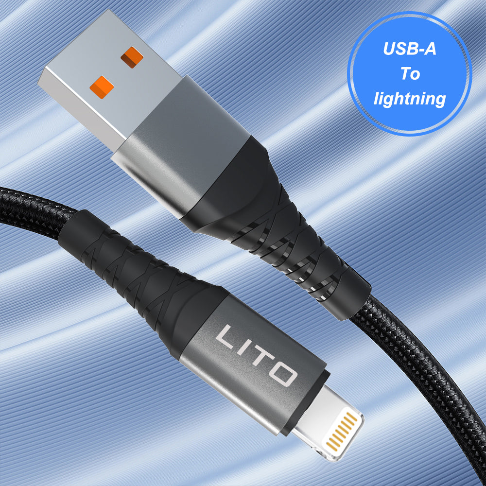 Cablu Lito (LD08L), USB-A to Lightning, Fast Charging, 2.4A, 1m, Negru