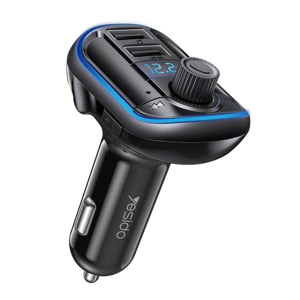 Gadget Yesido FM Modulator with Car Charger (Y44), 2xUSB-A, with LED Display, RGB Light, 3.1A, Negru
